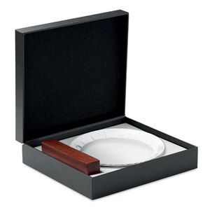 KEEN Elegant Round Crystal Award on Beech Wood Base - GiftRetail MO6586