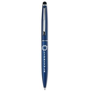 QUIM Elegant Twist Action Pen with Stylus and Blue Ink - GiftRetail MO8211