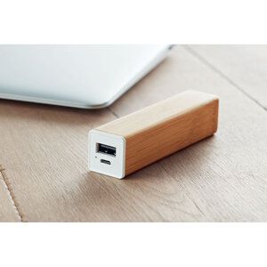 POWERBAM Eco-Friendly Bamboo Power Bank 2200 mAh with USB - GiftRetail MO9673