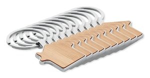 Paket od 100 GiftRetail MO9949 - BURNIE Eco-Friendly Bamboo and Metal House Key Ring