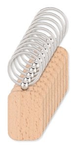 Pack of 10 GiftRetail MO9774 - POTY WOOD Elegant Rectangular Wooden Key Ring Accessory
